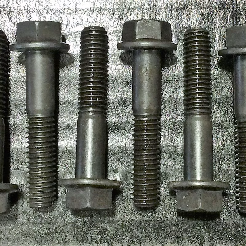 EX20101 Exhaust Manifold Bolt Set, Long (8 bolt set) Black Flange Head Hex Bolts